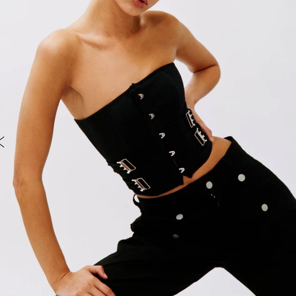 With Jean Black Corset Top